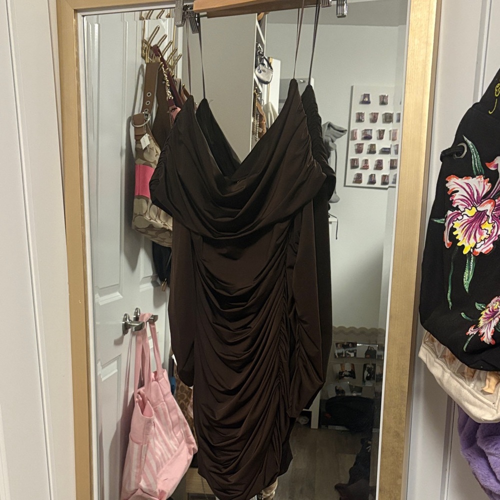 Dynamite Chocolate Asymmetrical Dress